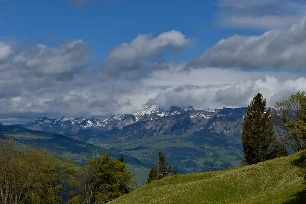 Pohled Údolí Rýna Švýcarsku Triesenbergu Lichtenštejnsku 2020 — Stock fotografie