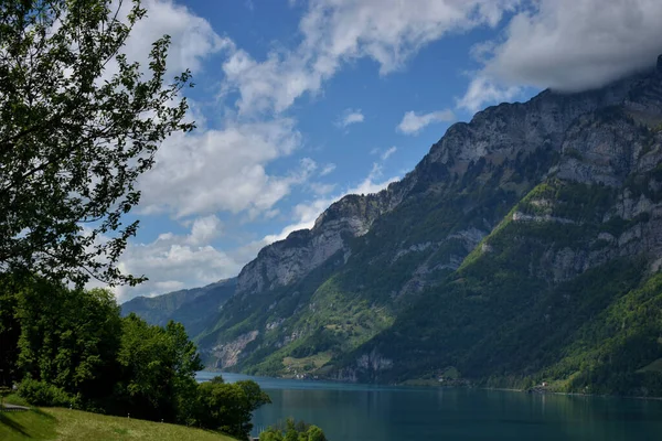 Sviçre Walensee Harika Bir Gün 2020 — Stok fotoğraf