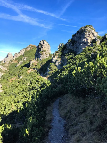 Trilha Caminhada Três Irmãs Nas Montanhas Liechtenstein 2016 — Fotografia de Stock