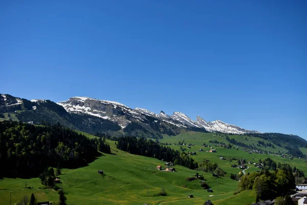 Panorama Montanhoso Wildhaus Suíça 2020 — Fotografia de Stock