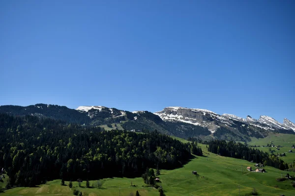 Panorama Montanhoso Wildhaus Suíça 2020 — Fotografia de Stock
