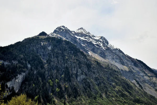Picos Montanha Suíços Durante Uma Viagem Carro Através Klausenpass 2020 — Fotografia de Stock