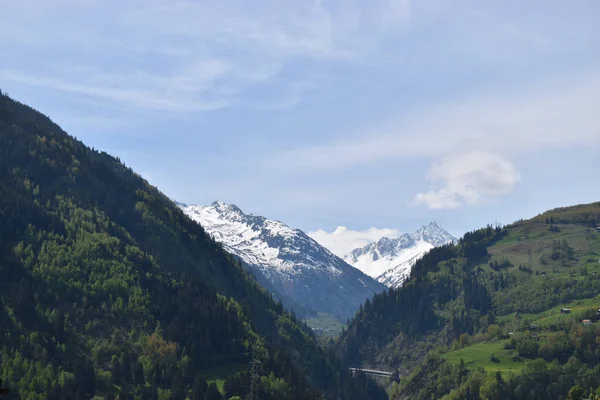 Panorama Montaña Durante Viaje Por Carretera Oberalppass Suiza 2020 —  Fotos de Stock
