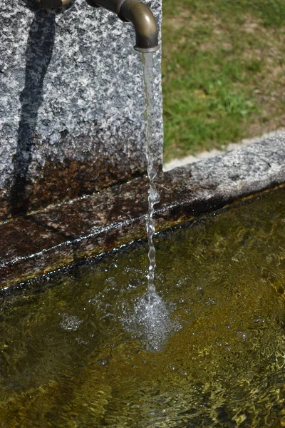 Flowing Water Fountain Disentis Switzerland 2020 — Stock Photo, Image