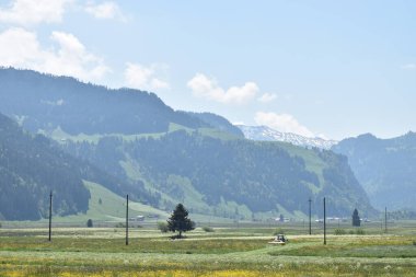 İsviçre 'de Einsiedeln yakınlarındaki dağ manzarası 18.5.2020