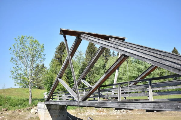Маленький Деревянный Мост Зельзе Швейцарии 2020 — стоковое фото