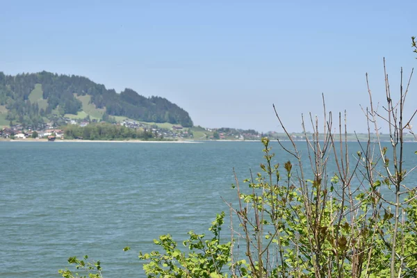Panorama Beira Lago Sihlsee Suíça 2020 — Fotografia de Stock