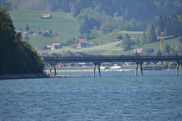 Hosszú Híd Sihlsee Svájcban 2020 Május — Stock Fotó