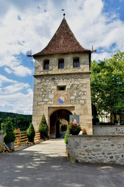 Puerta Entrada Castillo Laufen Uhwiesen Rin Cae Suiza 2020 —  Fotos de Stock