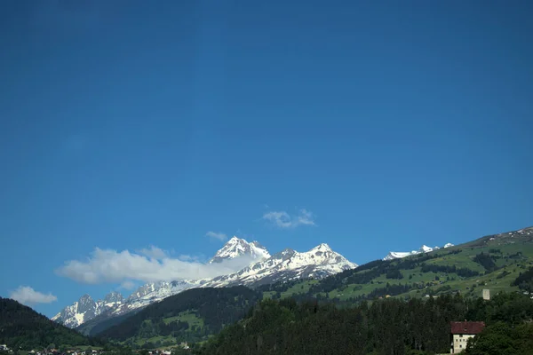 Superbe Panorama Montagne Sur Chemin Oberalppass Suisse 2020 — Photo