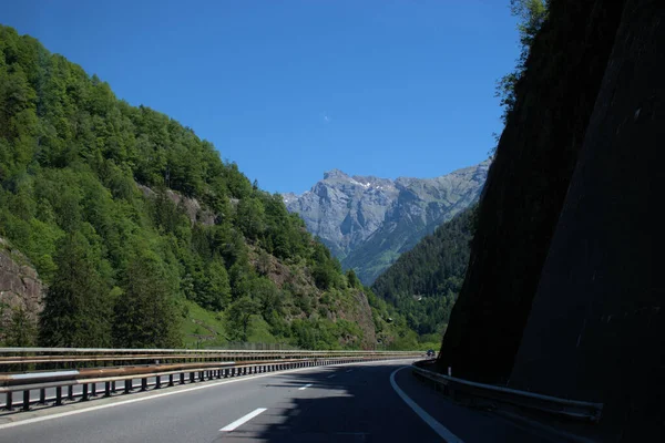 Picos Montanha Incríveis Durante Condução Através Suíça 2020 — Fotografia de Stock