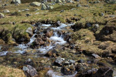 İsviçre 'deki Fluelapass' ta oldukça küçük bir alp şelalesi. 27.5.2020