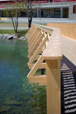 İsviçre, Saint Moritz 'de tahta köprü 27.5.2020