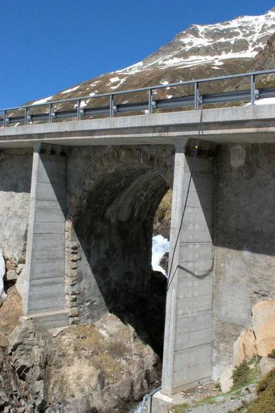 Small bridge at the Fluelapass in Switzerland 27.5.2020