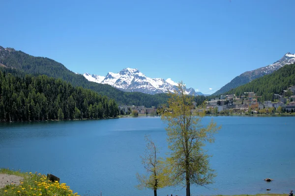 Vue Sur Lac Saint Moritz Suisse 2020 — Photo
