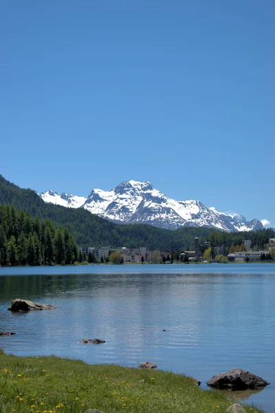 Peisaj Uimitor Din Lacul Saint Moritz Din Elveția 2020 — Fotografie, imagine de stoc