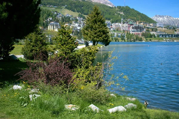 Increíble Paisaje Desde Lago Saint Moritz Suiza 2020 —  Fotos de Stock