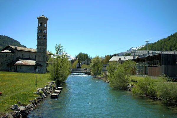 Sviçre Saint Moritz Küçük Bir Kilise 2020 — Stok fotoğraf