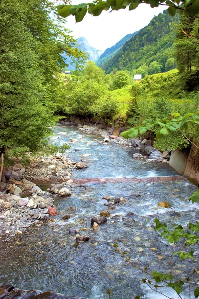 Malá Alpská Řeka Protéká Weisstannental Švýcarsku 2020 — Stock fotografie