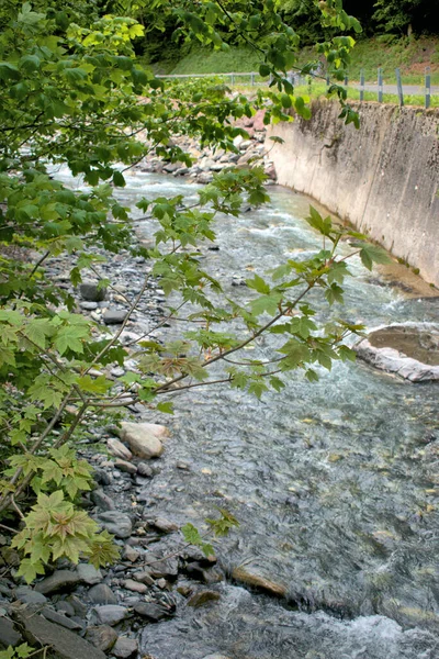 Pequeño Río Alpino Fluye Través Weisstannental Suiza 2020 —  Fotos de Stock