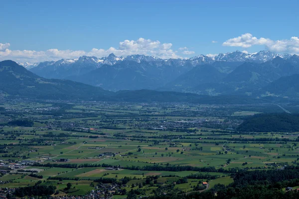 Uitzicht Rhijnvallei Zwitserland Vanaf Een Heuvel Appenzell 2020 — Stockfoto