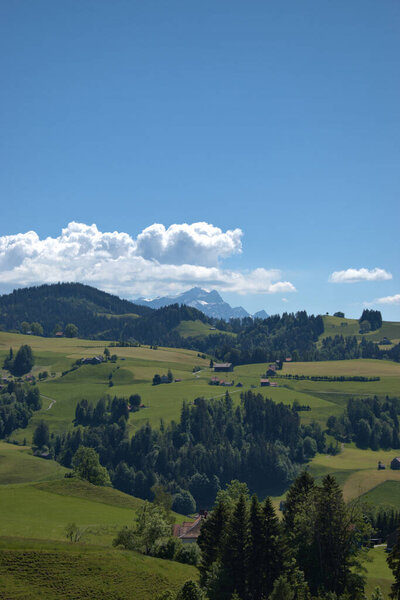 Mountain panorama in Appenzell in Switzerland 1.6.2020