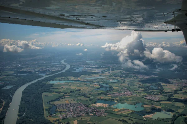 Repülés Légcsavaros Repülőgéppel Németország Vidéki Területén 2020 — Stock Fotó