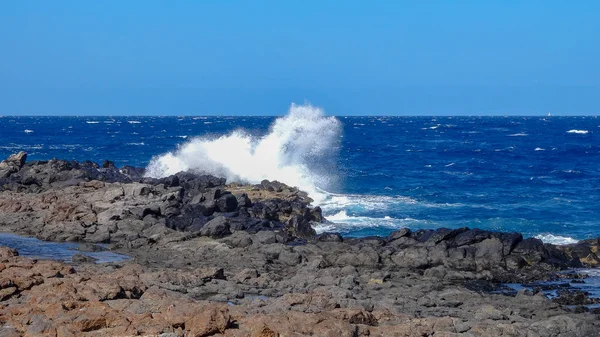 Caleta-de-Fuste er et koselig badested på Fuerteventura, Canarias, Spania – stockfoto