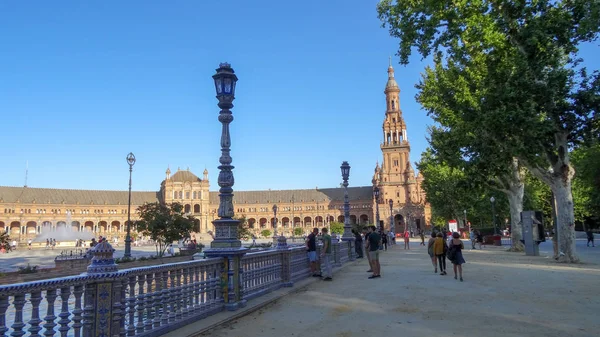 A csodálatos Spanyolország tér, Plaza de Espana en Seville — Stock Fotó