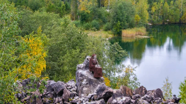 Ryska Norr Kanjonen Översvämmad Vatten Ruskeala Park Gorta Den Antika — Stockfoto