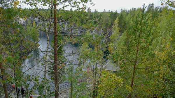 Ryska Norr Kanjonen Översvämmad Vatten Ruskeala Park Gorta Den Antika — Stockfoto