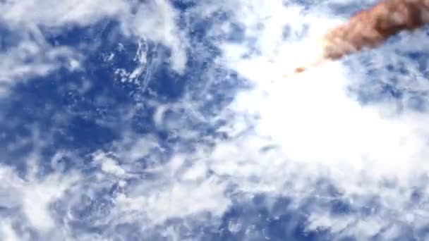 Płonąca Ognista Kula Meteorytu Asteroida Pali Się Gdy Pędzi Niebie — Wideo stockowe