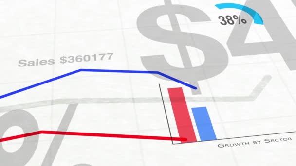 Comparação Finanças Gráfico Relatório Negócios Antecedentes — Vídeo de Stock