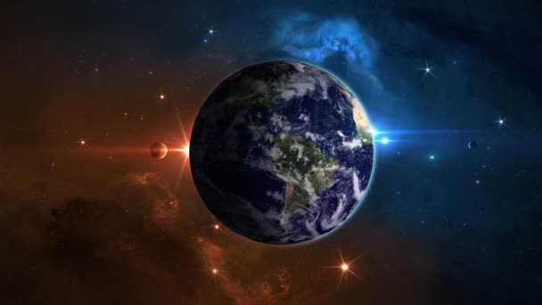 Erde Mit Anderen Planeten Und Sternen — Stockvideo