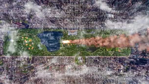 Meteor Rozbija Się Park Miejski — Wideo stockowe
