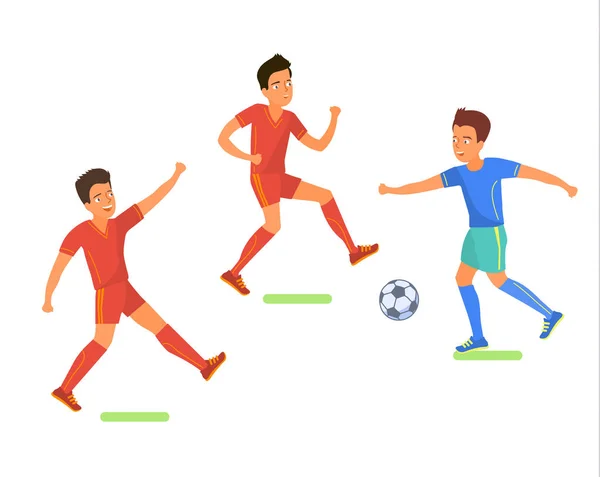 Jugadores Fútbol Con Pelota Sobre Fondo Blanco — Vector de stock