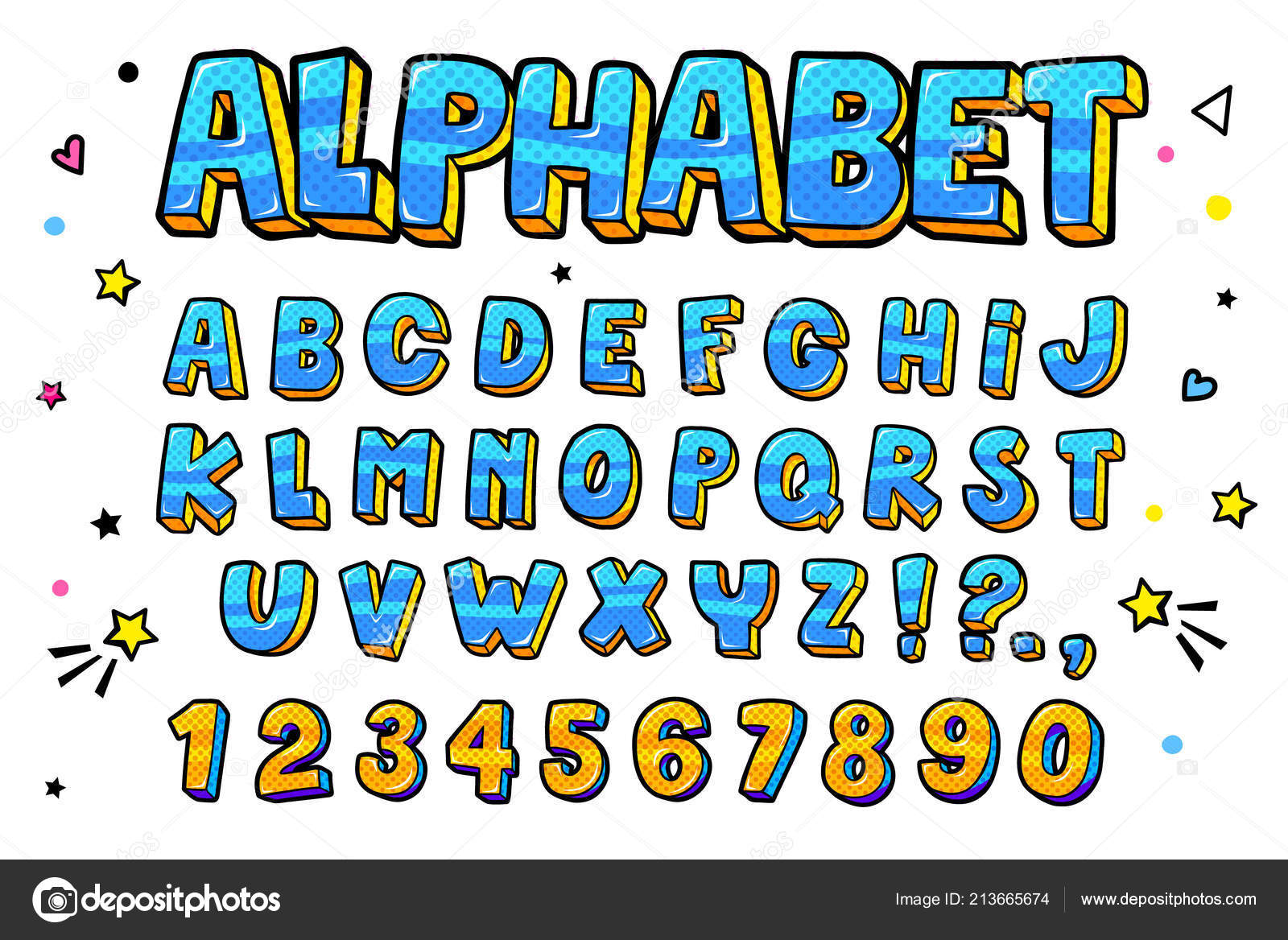 Alphabet Letters Numbers Style Comics Pop Art Title Headline Poster Stock  Vector by ©VectorStory 213665020