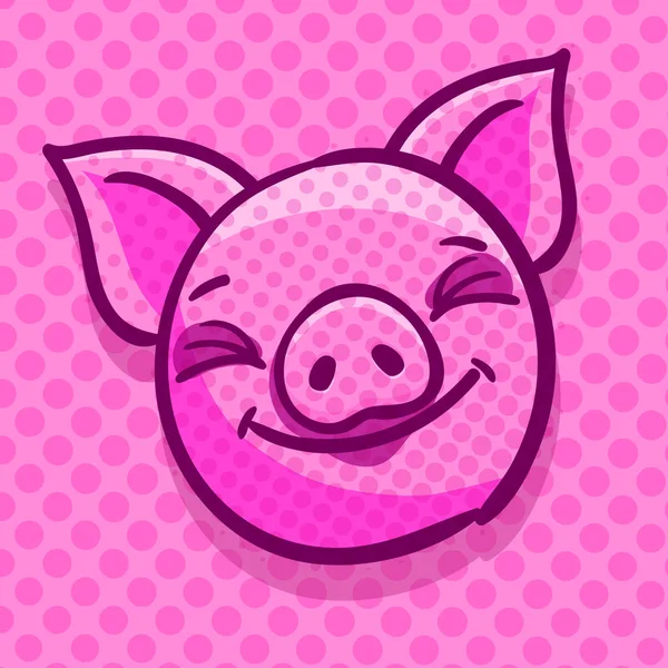 Porco Símbolo Ano Novo 2019 Cabeça Porco Estilo Pop Art — Vetor de Stock