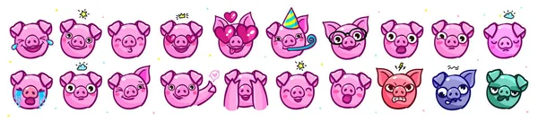 Porco Símbolo Ano Novo 2019 Chefe Emoji Pig Estilo Pop — Vetor de Stock