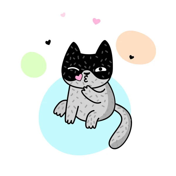 Illustratie Van Lente Met Gelukkige Kat Liefde Leuk Katje Vectorillustratie — Stockvector