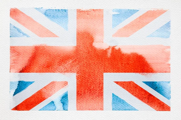 Concepto Viajar Estudiar Inglés Acuarela Bandera Británica Sobre Fondo Blanco — Foto de Stock