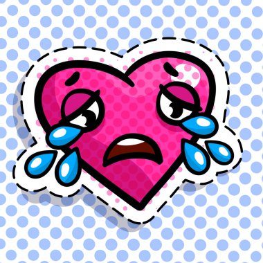 Kırmızı kalp crying on arka plan nokta. 