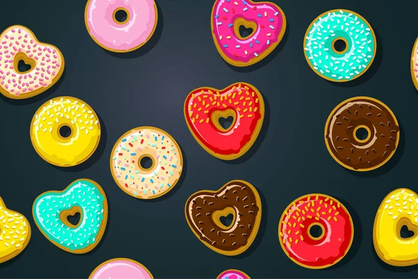 Donuts Fundo Azul Escuro —  Vetores de Stock