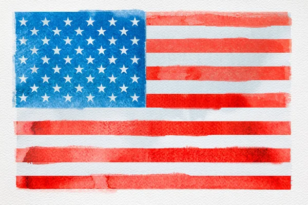 Concepto de viajar. Acuarela Bandera americana sobre blanco — Foto de Stock