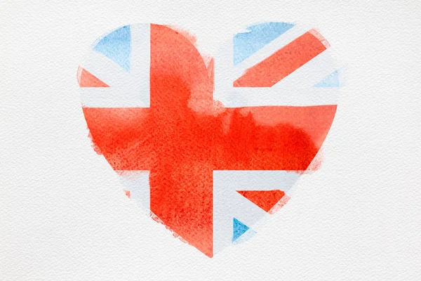 Konzept des Reisens. Aquarell Britische Flagge auf Weiß — Stockfoto