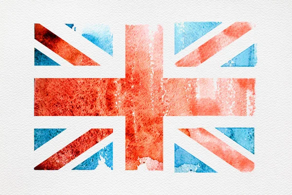 Konzept des Reisens. Aquarell Britische Flagge auf Weiß — Stockfoto