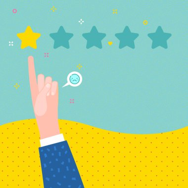 El işaret parmağı yıldız değerlendirme için işaret. Düz tasarım