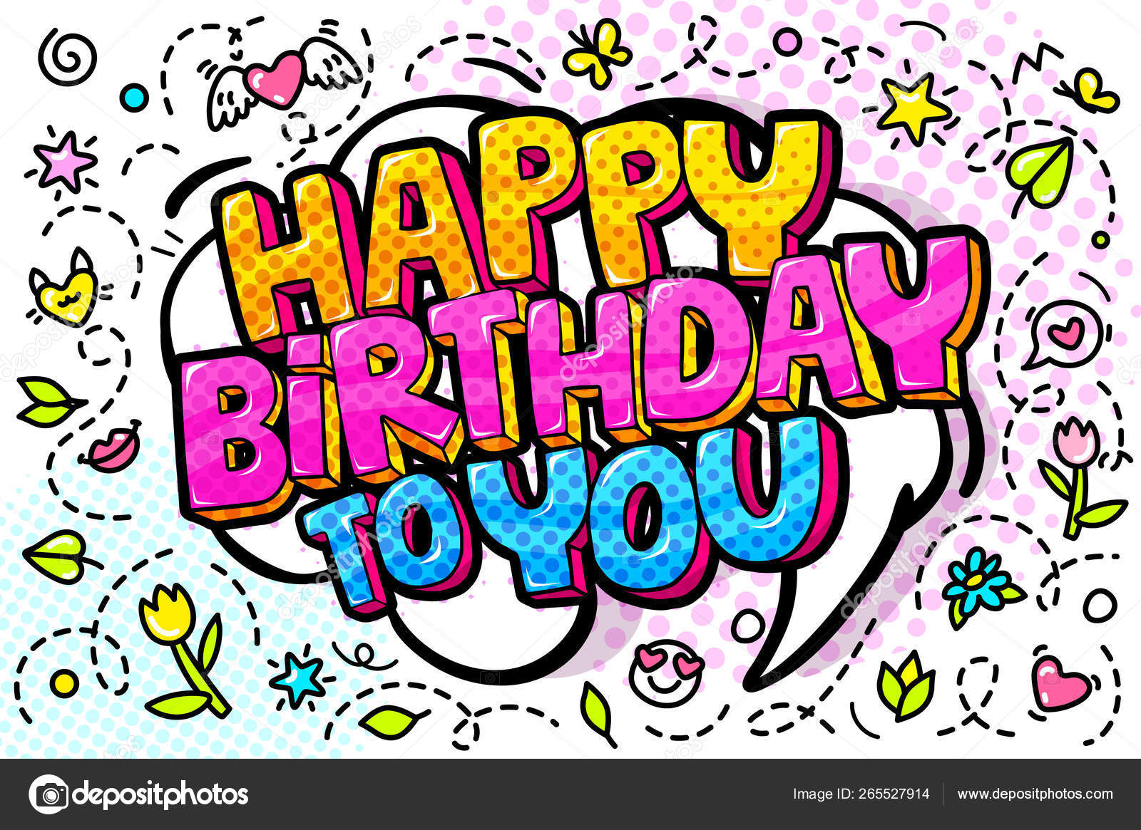 Joyeux Anniversaire Toi Bulle Mots Message Style Pop Art Comique Image Vectorielle Par Vectorstory C Illustration