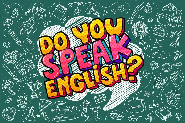 Concept Studying English Travelling You Speak English Comics Speech Bubble — Stock Vector