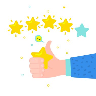 El işaret parmağı yıldız değerlendirme için işaret. Düz tasarım